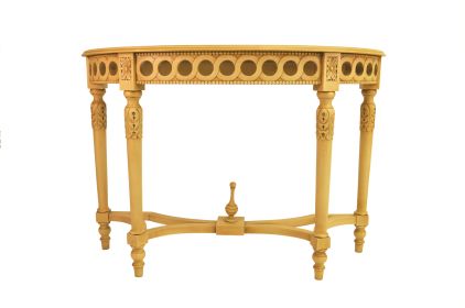 Neoclassical Demilune Console w/ Crackle Finish Table Top