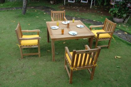Classic Dining Armchair 5 Pieces Outdoor Square Dining Set