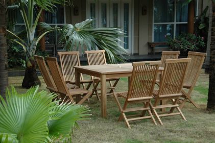 Classic Folding Chair 9 Pieces Outdoor Square Dining Set
