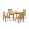 Brianna 5 Pieces Outdoor Square Bistro Set