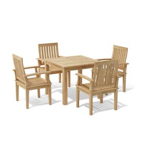 Brianna 5 Pieces Outdoor Square Bistro Set