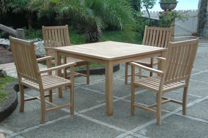 Wilshire Armchair 5 Pieces Outdoor Square Dining Set