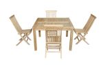 Classic 5 Pieces Small Slats Square Outdoor Dining Set