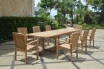 Sahara 9 Pieces Stackable Armchair and Bahama Rectangular Extension Outdoor Dining Set