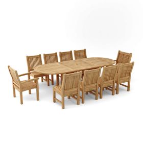 Sahara 11-Piece Chairs and Oval Double Extension Outdoor Dining Set
