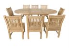 Sahara 9 Pieces Dining Chair and Bahama Oval Extension Outdoor Dining Set