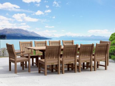 Sahara 11-Piece Chairs and Bahama Rectangular Extension Outdoor Dining Set