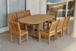 Sahara 9 Pieces Dining Chair and Bahama Oval Extension Outdoor Dining Set