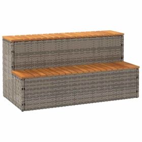 Hot Tub Step Gray 39.4"x19.7"x19.9" Poly Rattan and Solid Acacia