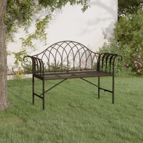 2-Seater Patio Bench 50.4" Black Steel