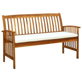 Patio Bench with Cushion 57.9" Solid Acacia Wood