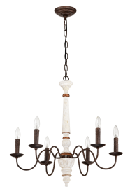 Retro White And Rust Color Chandelier With Light Fixture 6 Light E12 NO Include Bulb Pendant Light Fixtures For Dining Room, Lobby, Kitchen, Bedr (Option: Retro White)