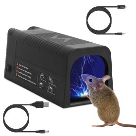 1Pc Electric Rat Trap Reusable Mice Trap Rodent Zapper Indoor Pest Control Rechargeable Shock Mice Killer With 1800V High Voltage For Home (Option: 1Pc Black)