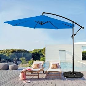 Outdoor Offset Patio Umbrella with Infinite Tilt Waterproof and Fade Resistant Recycled Fabric Canopy Cantilever Hanging Umbrella for Deck Garden (Color: sapphire blue)